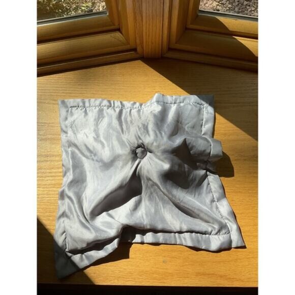 Carters Elephant Security Blanket Plush Lovey Grey & Silver Satin - Picture 6 of 9